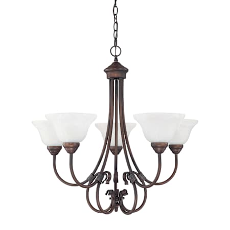 Capital Lighting Hometown 5 Light 29" Wide Chandelier with Frosted Glass Shades Burnished Bronze