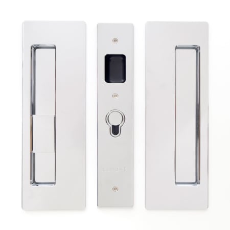 Cavilock Magnetic Privacy Pocket Door Pull Set with LH Snib / RH Passage for 1-3/4 Inch Thick Doors Bright Chrome