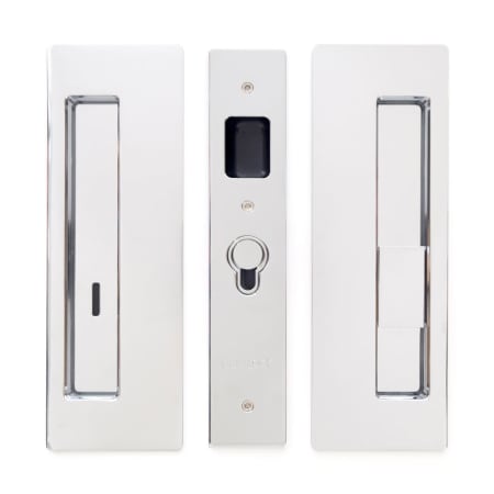 Cavilock Magnetic Privacy Pocket Door Pull Set with RH Snib/LH Emergency for 1-3/4 Inch Thick Doors Bright Chrome