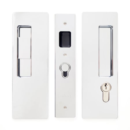 Cavilock Magnetic Keyed Entry Pocket Door Lock Set with LH Snib/RH Key for 1-3/8 Inch Thick Doors Bright Chrome