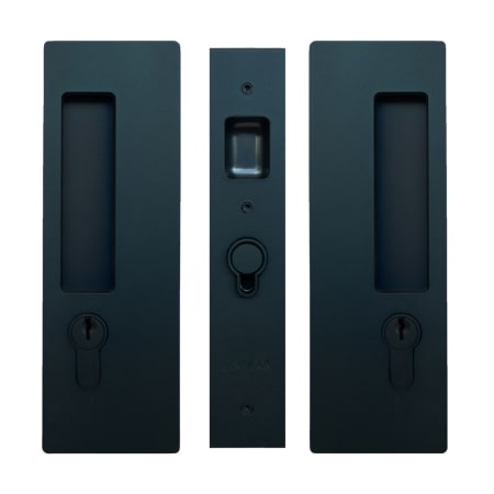Cavilock Magnetic Latching Double Cylinder Pocket Door Pull for 1-3/4 Inch Door Thickness Matte Black