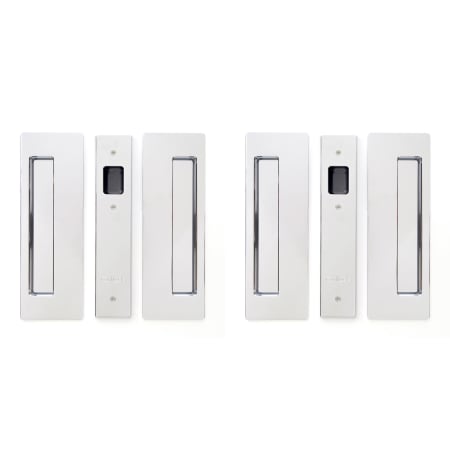 Cavilock Non-Magnetic Bi-Parting Passage Pocket Door Pull Set for 1-3/8 Inch Thick Doors Bright Chrome
