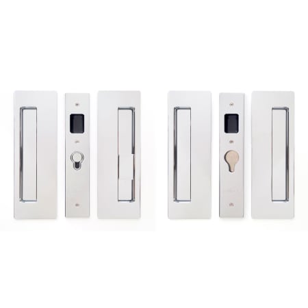 Cavilock Magnetic Bi-Parting Privacy Pocket Door Pull Set for 1-3/8 Inch Thick Doors Bright Chrome