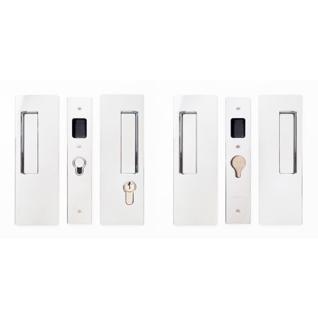 Cavilock Magnetic Bi-Parting Single Cylinder Pocket Door Pull Set for 1-3/4 Inch Thick Doors Bright Chrome