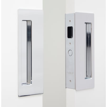 Cavilock Magnetic Latching Passage Double Door Pocket Door Set for 1-3/4 Inch Door Thickness Bright Chrome