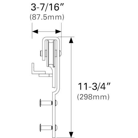 Cavity Sliders-TSBS1525W-TSBS001-Wheel Assembly Dimensions