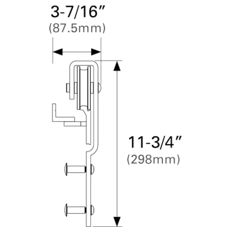 Cavity Sliders-TSBS1830N-TSBS001-Wheel Assembly Dimensions