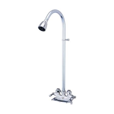Central Brass Double Handle Utility Shower with Shower Head, Soap Dish, and Lever Handles Rough Chrome