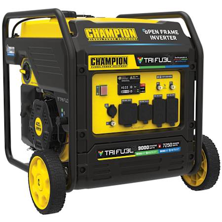 Champion 7,250-Watt (120 / 240V) Electric Button / Recoil Start Tri-Fuel Open Frame Inverter Portable Generator with CO Shield (49-State) N/A