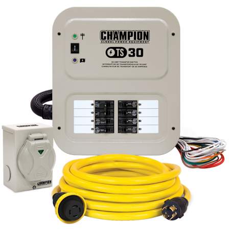 Champion 30-Amp (120 / 240V) Single-Phase Indoor Select Circuit Manual Transfer Switch Kit with 8-Circuit Load Center (25' Cord and PIB) N/A