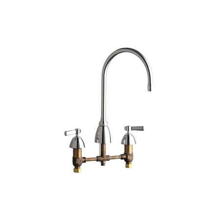 Chicago Faucets Commercial Grade High Arch Kitchen Faucet with Lever Handles - 8" Centers Chrome