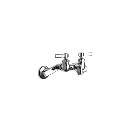Chicago Faucets Wall Mounted Service Sink Faucet with Short Spout, Pail Hook and Metal Lever Handles Chrome