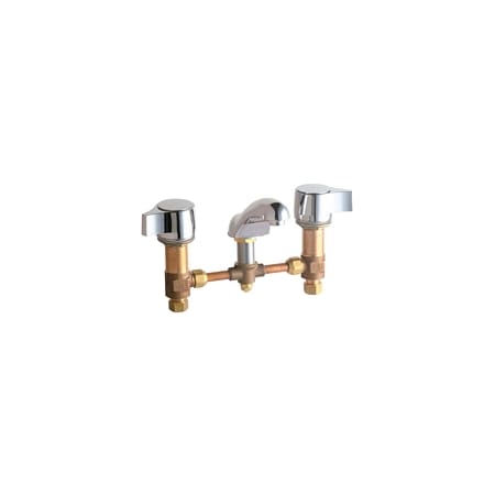 Chicago Faucets Widespread Bathroom Faucet with 8" Faucet Centers and Lever Handles Chrome