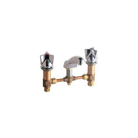Chicago Faucets Widespread Bathroom Faucet with 8" Faucet Centers and Lever Handles Chrome