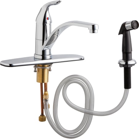 Chicago Faucets Commercial Grade Kitchen Faucet with Lever Handle, Escutcheon Plate and Side Spray (Eco-Friendly Flow Rate) Chrome