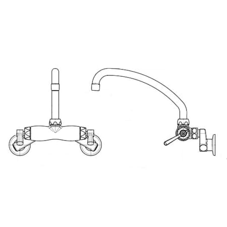 Chicago Faucets Wall Mounted Service Sink Faucet with Lever Handles - Commercial Grade Chrome