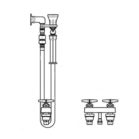 Chicago Faucets Wall Mounted Service Sink Faucet with 44" Hose and Cross Handles - Commercial Grade Chrome