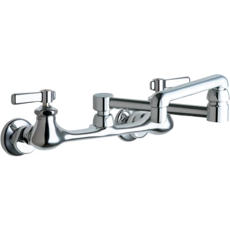 Chicago Faucets Wall Mounted Utility Faucet with Lever Handles and 13" Full-Flow Swing Spout Chrome