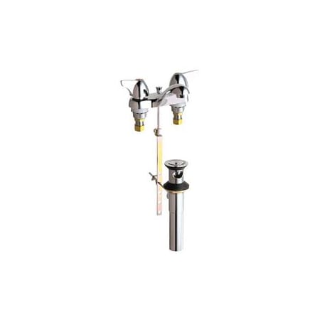 Chicago Faucets Centerset Bathroom Faucet with 4" Faucet Centers and Wrist Blade Handles - Drain Assembly Included Chrome