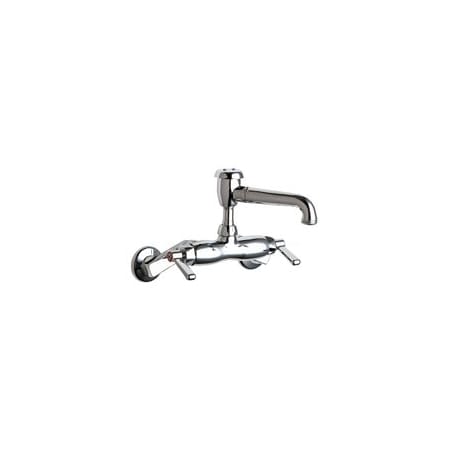 Chicago Faucets Wall Mounted Service Sink Faucet with Vacuum Breaker Swing Spout and Metal Lever Handles Chrome
