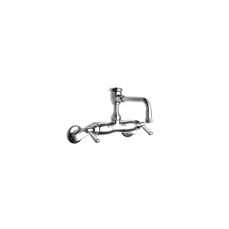 Chicago Faucets Wall Mounted Service Sink Faucet with Vacuum Breaker Swing Spout and Metal Lever Handles Chrome