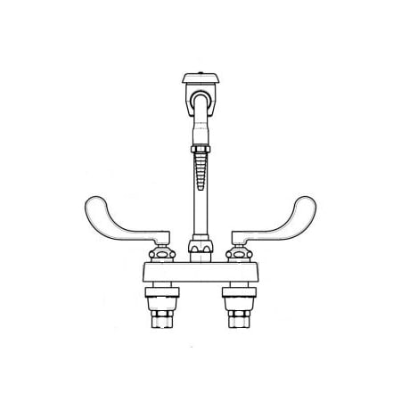 Chicago Faucets Deck Mounted 4" Centerset Utility Faucet with Rigid/Swing Vacuum Breaker Spout and Wrist Blade Handles Chrome