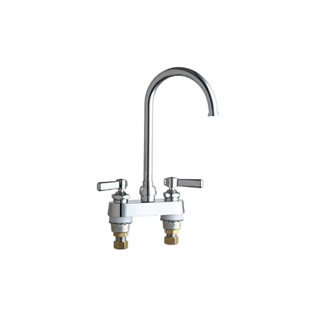 Chicago Faucets Commercial Grade Centerset Kitchen Faucet with Lever Handles - 4" Faucet Centers Chrome
