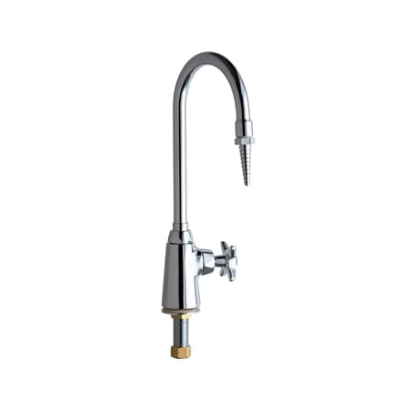 Chicago Faucets Deck Mounted Laboratory Faucet with Rigid/Swing Gooseneck Spout and Metal Cross Handle Chrome