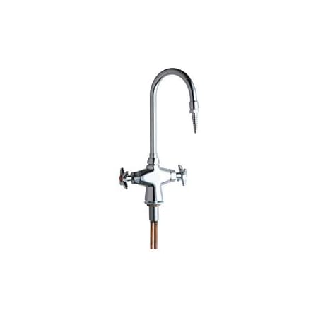 Chicago Faucets Single Hole Lab Faucet with Cross Handles and High Arch Vacuum Breaker Spout Chrome