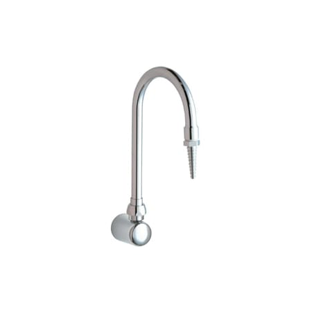 Chicago Faucets Wall Mounted Remote Control Upper Assembly Turret with Rigid/Swing Gooseneck Spout and Removable Serrated Hose Nozzle Chrome