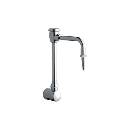 Chicago Faucets Wall Mounted Laboratory Fitting Turret with Rigid/Swing Vacuum Breaker Spout and Removable Serrated Hose Nozzle Chrome