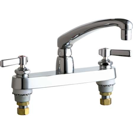 Chicago Faucets Commercial Grade Kitchen Faucet with Lever Handles - 8" Faucet Centers Chrome