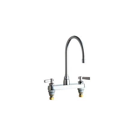 Chicago Faucets Commercial Grade High Arch Kitchen Faucet with Lever Handles - 8" Faucet Centers Chrome