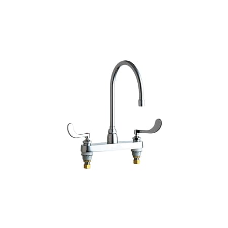 Chicago Faucets Commercial Grade High Arch Kitchen Faucet with Wrist Blade Handles - 8" Faucet Centers (Eco-Friendly Flow Rate) Chrome