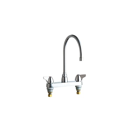Chicago Faucets Commercial Grade High Arch Kitchen Faucet with Wrist Blade Handles - 8" Faucet Centers Chrome
