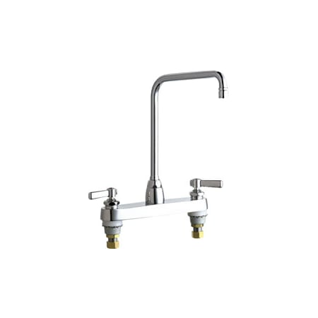 Chicago Faucets Commercial Grade High Arch Kitchen Faucet with Lever Handles - 8" Faucet Centers Chrome