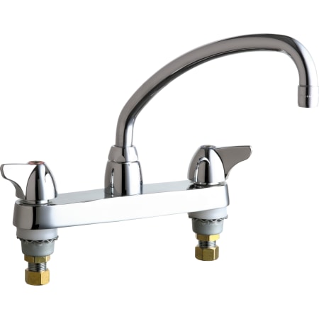 Chicago Faucets Commercial Grade Low Arch Kitchen Faucet with Wing Handles - 8" Faucet Centers Chrome