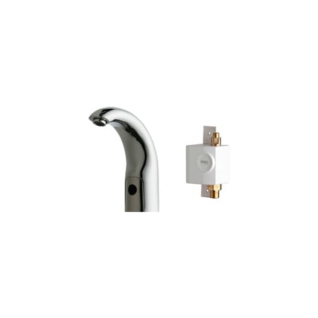 Chicago Faucets Single Hole Metering Faucet with Electronic Sensor and Automatic Shut-Off Chrome