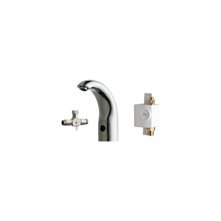 Chicago Faucets Single Hole Metering Faucet with Electronic Sensor and Automatic Shut-Off Chrome