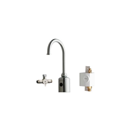Chicago Faucets Single Hole Metering Faucet with Electronic Sensor and Automatic Shut-Off Chrome