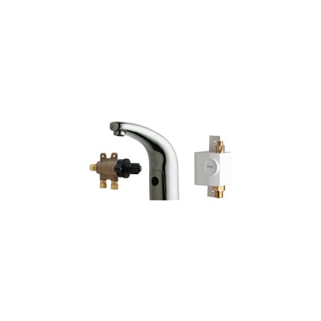 Chicago Faucets Single Hole Metering Faucet with Electronic Sensor and Automatic Shut-Off Chrome