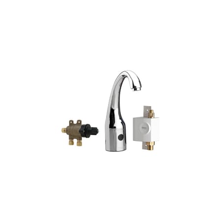 Chicago Faucets Single Hole Metering Faucet with Electronic Sensor and Automatic Shut-Off Chrome