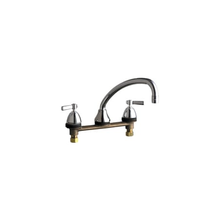 Chicago Faucets Commercial Grade Low Arch Kitchen Faucet with Lever Handles - 8" Faucet Centers Chrome