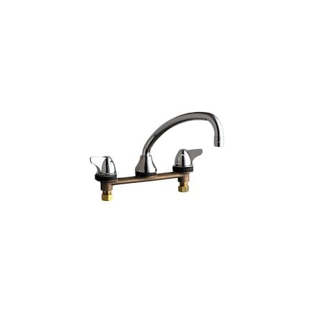 Chicago Faucets Commercial Grade Low Arch Kitchen Faucet with Lever Handles - 8" Faucet Centers Chrome