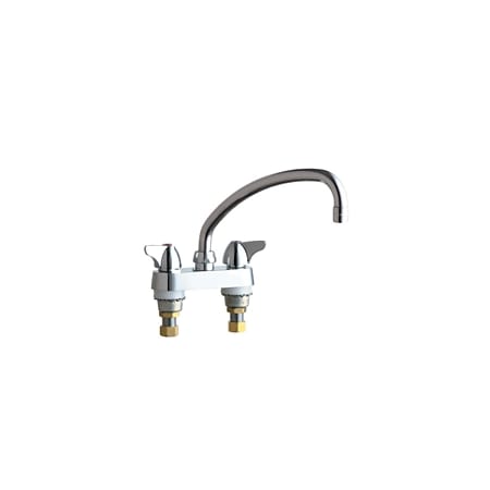 Chicago Faucets Commercial Grade Low Arch Kitchen Faucet with Lever Handles - 4" Faucet Centers Chrome
