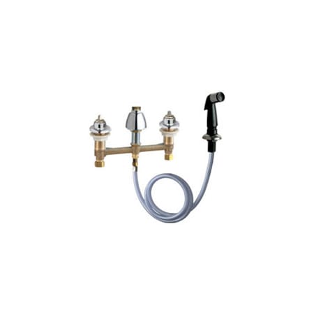Chicago Faucets Commercial Grade Kitchen Faucet with Side Spray - Less Handles and Spout Chrome