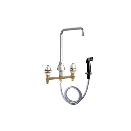 Chicago Faucets Commercial Grade High Arch Kitchen Faucet with Wing Handles and Side Spray - 8" Faucet Centers Chrome