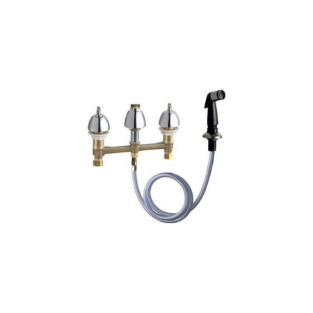Chicago Faucets Commercial Grade Kitchen Faucet with 8" Faucet Centers and Side Spray - Less Handles and Spout Chrome