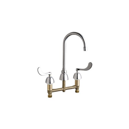 Chicago Faucets Commercial Grade High Arch Kitchen Faucet with Wrist Blade Handles - 8" Centers Chrome