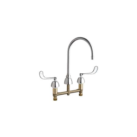 Chicago Faucets Commercial Grade High Arch Kitchen Faucet with Wrist Blade Handles - 8" Centers Chrome